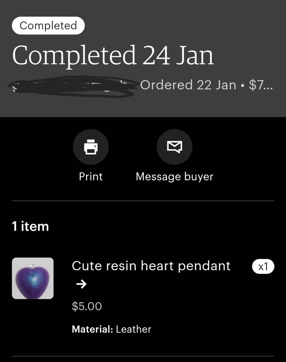 Screenshot of my very first etsy sale on 22 January 2014